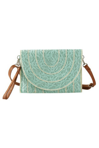 Stitch Detailed Straw Clutch & Crossbody Bag - Wear Arielle