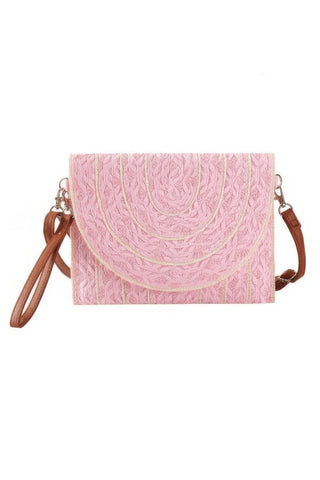 Stitch Detailed Straw Clutch & Crossbody Bag - Wear Arielle