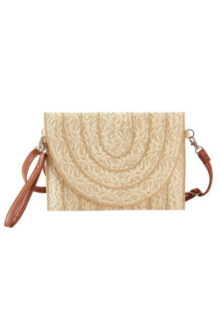 Stitch Detailed Straw Clutch & Crossbody Bag - Wear Arielle