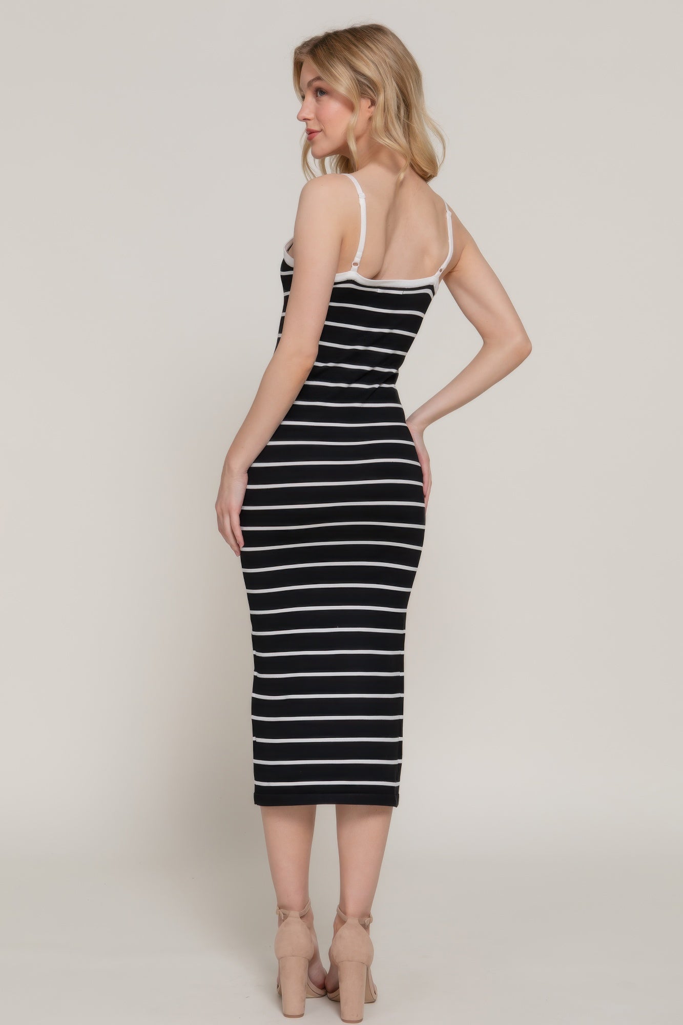 Straight Neck Stripe Spring Sweater Dress - Wear Arielle