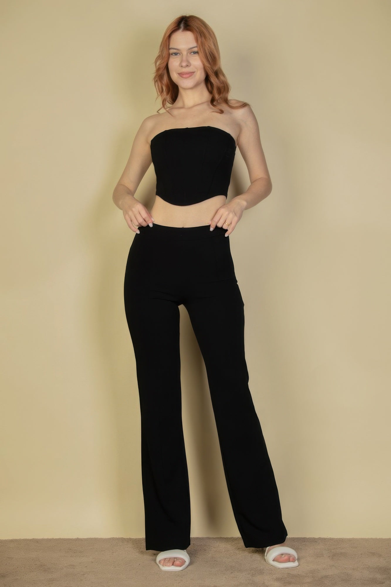 Strapless Corset Top & Flare Pants Set - Wear Arielle
