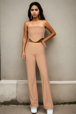 Strapless Corset Top & Flare Pants Set - Wear Arielle