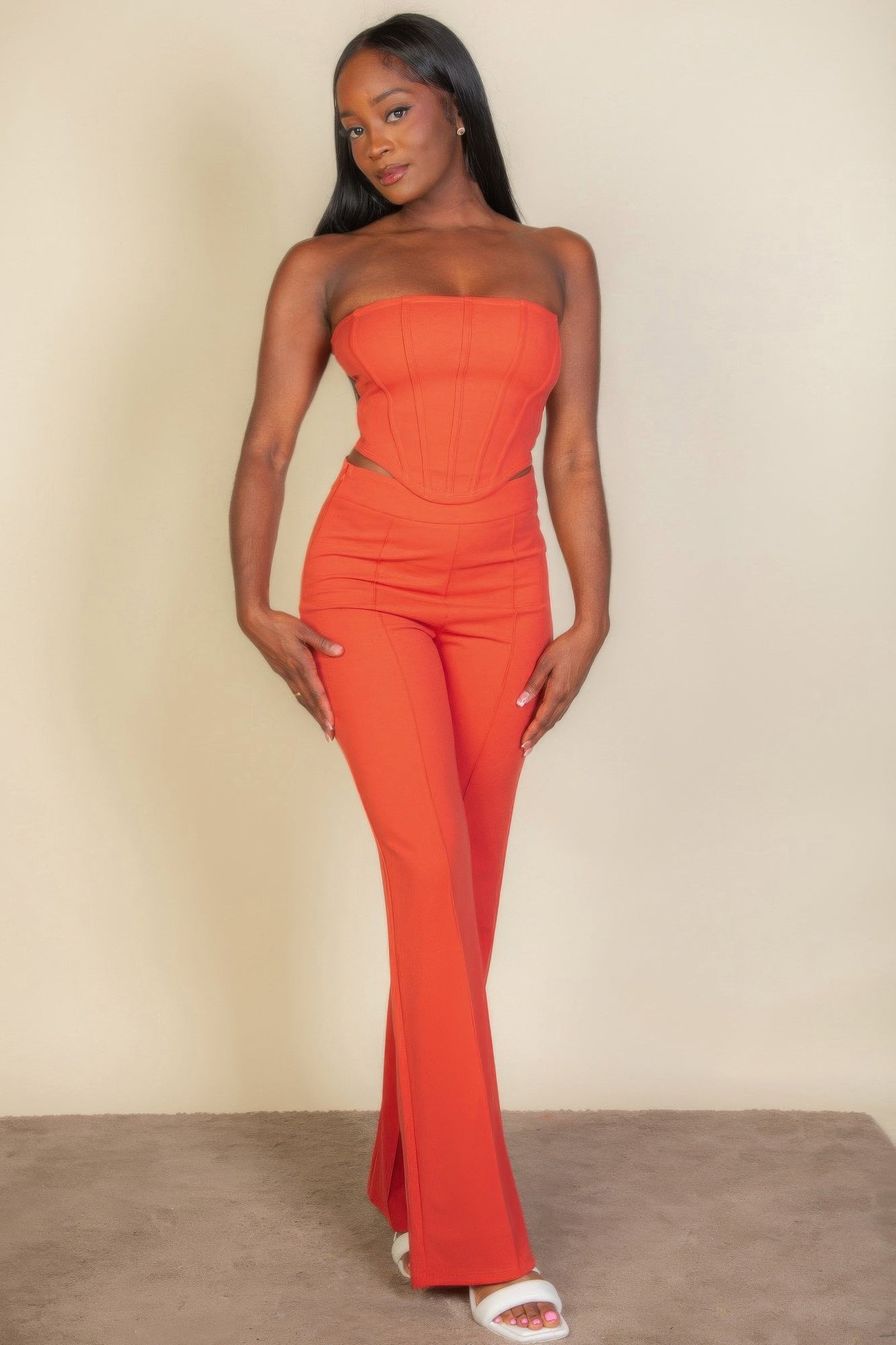 Strapless Corset Top & Flare Pants Set - Wear Arielle