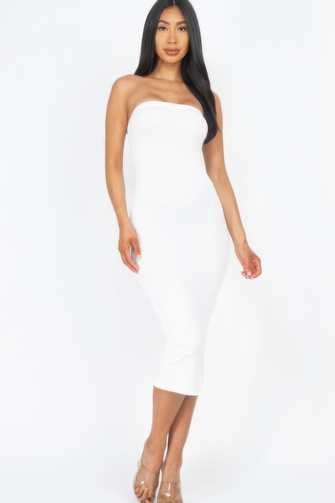 Strapless Tube Bodycon Midi Dress - Wear Arielle
