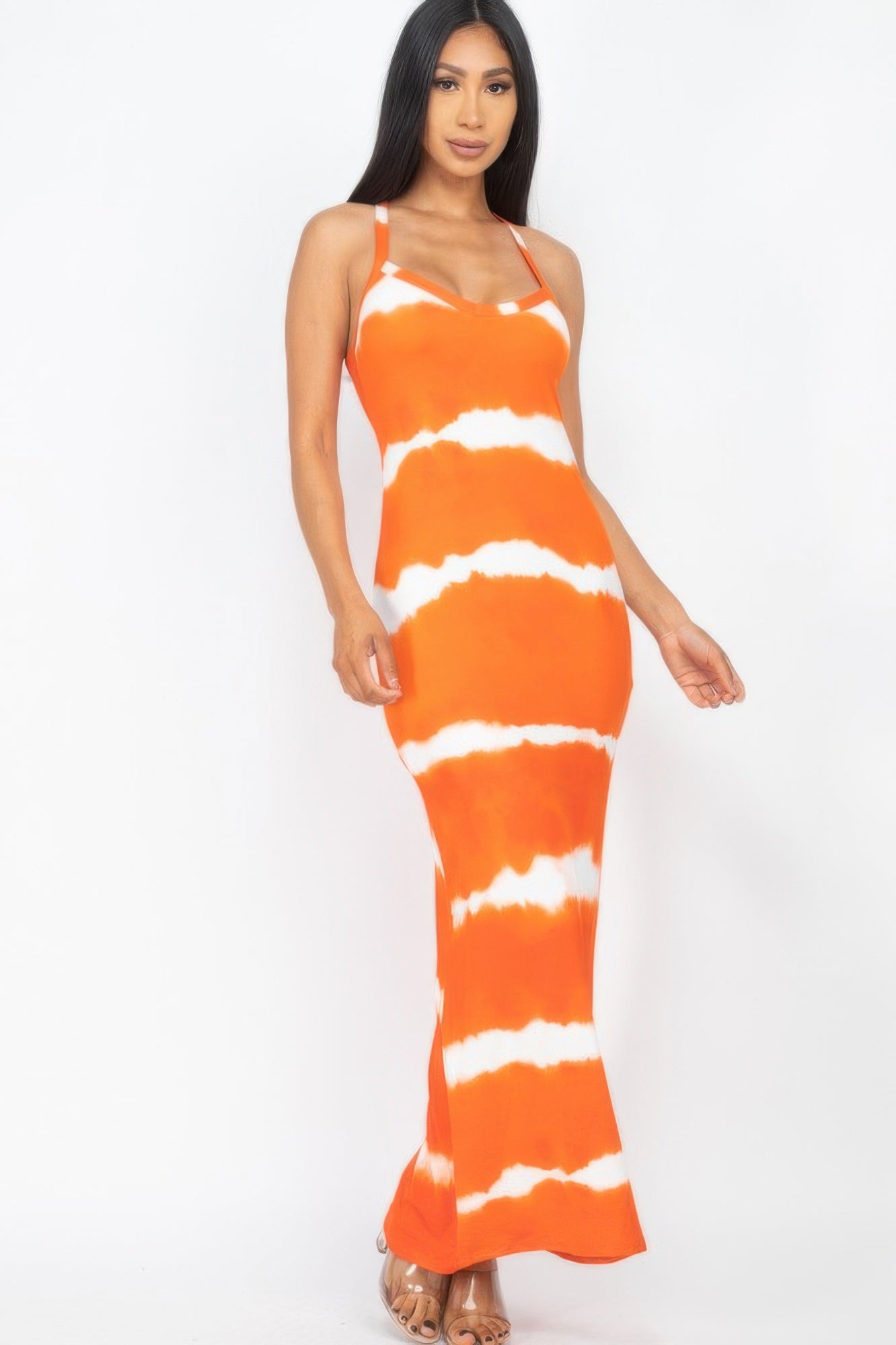 Stripe Tie - dye Printed Maxi Dress - Wear Arielle