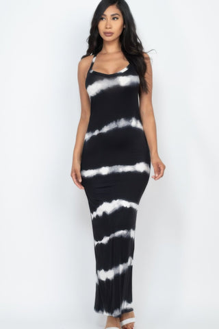 Stripe Tie - dye Printed Maxi Dress - Wear Arielle
