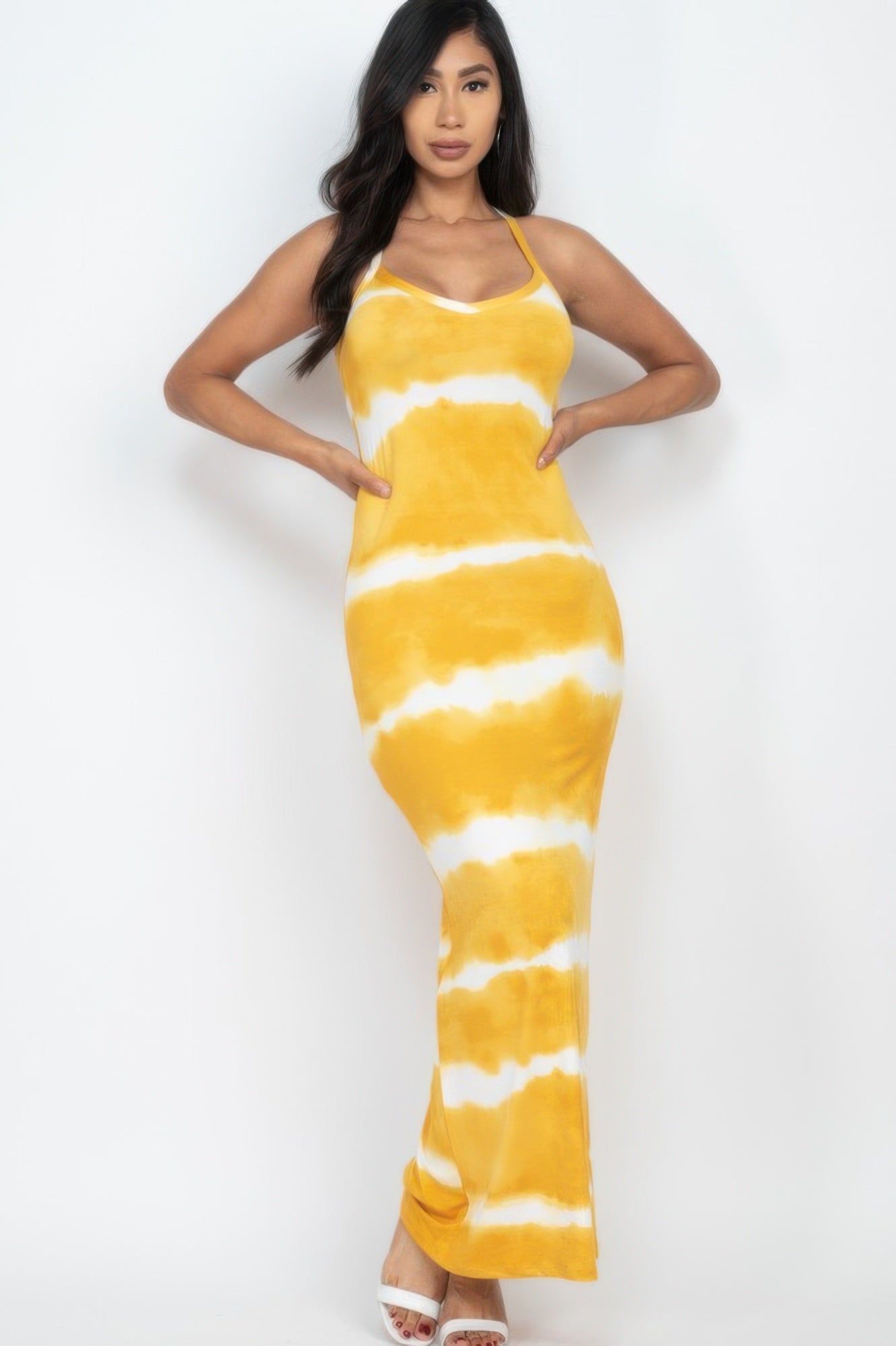 Stripe Tie - dye Printed Maxi Dress - Wear Arielle