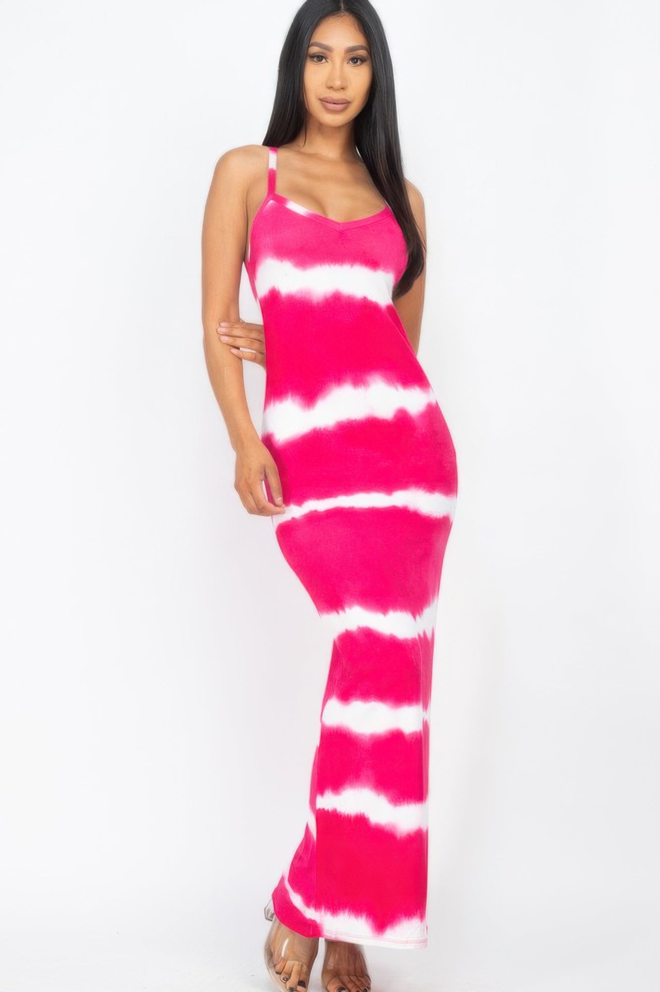 Stripe Tie - dye Printed Maxi Dress - Wear Arielle