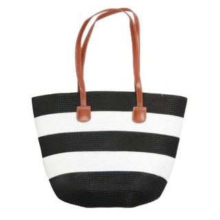 Striped Patterned Straw Woven Bag 15l - Wear Arielle