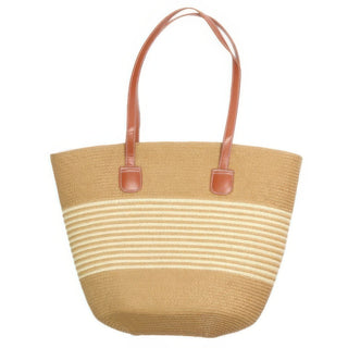 Striped Patterned Straw Woven Bag - Wear Arielle