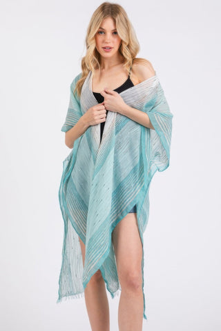Striped Two Tone Cover Up Kimono - Wear Arielle