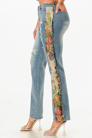 Tapestry Contrast Denim Set - Wear Arielle