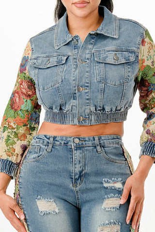 Tapestry Contrast Denim Set - Wear Arielle