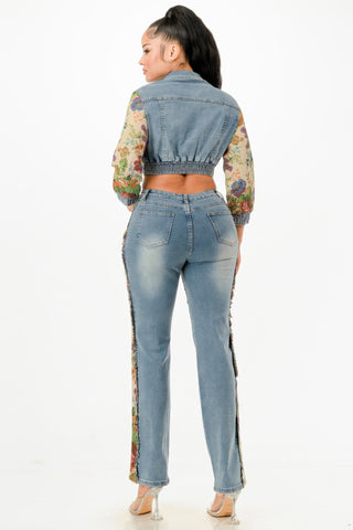 Tapestry Contrast Denim Set - Wear Arielle