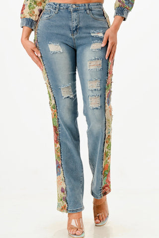 Tapestry Contrast Denim Set - Wear Arielle