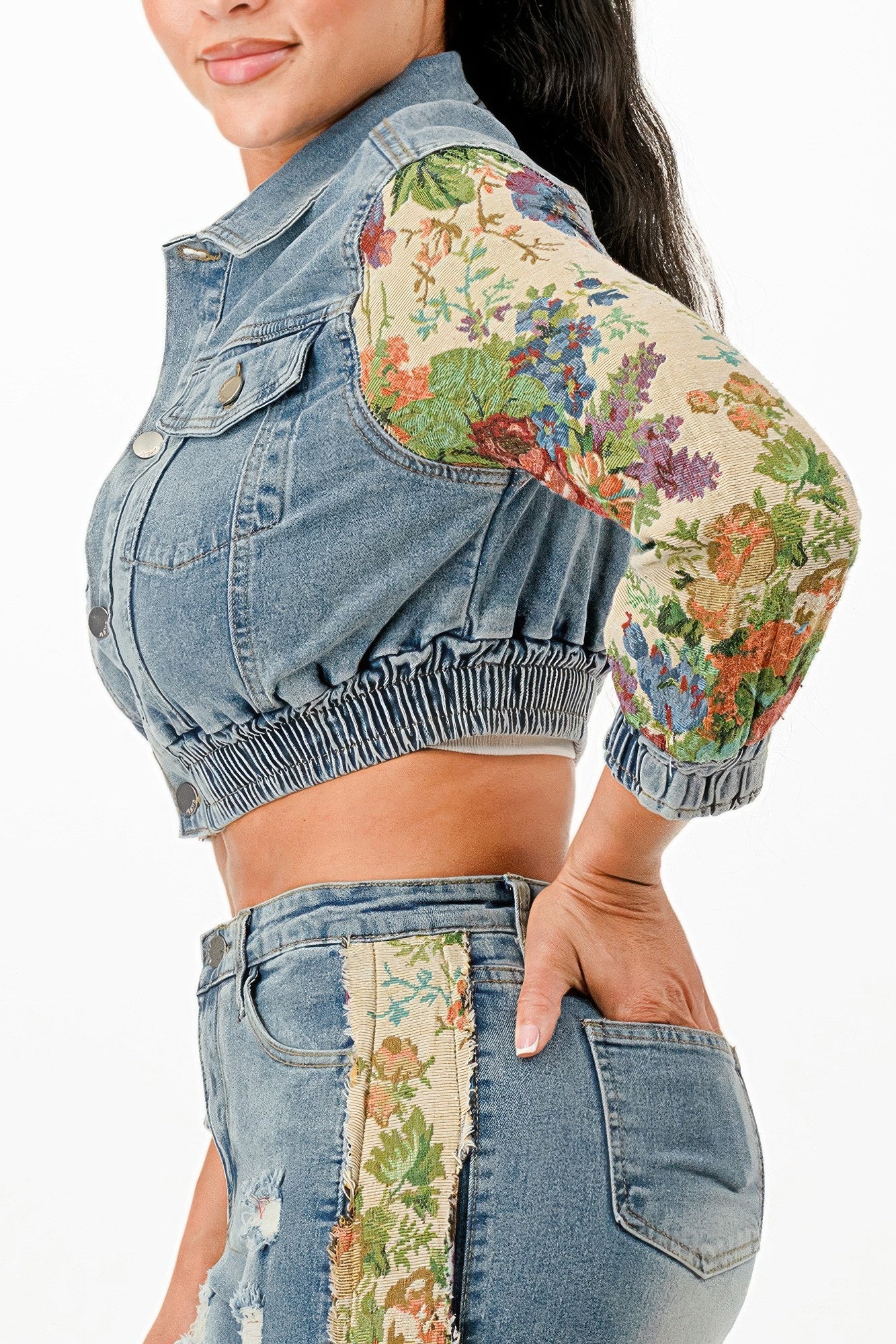 Tapestry Contrast Denim Set - Wear Arielle