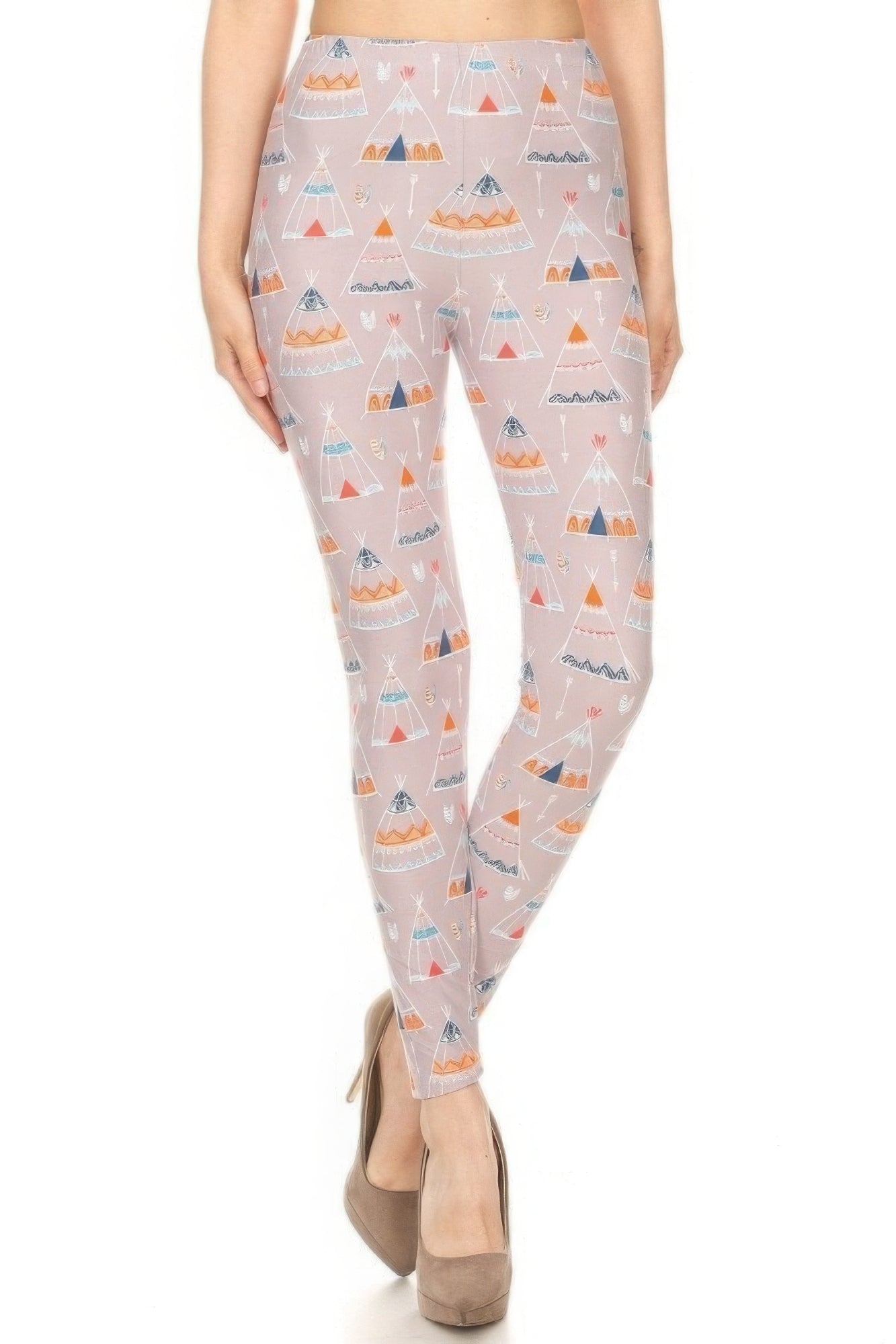 Teepee Print, High Rise, Fitted Leggings, With An Elastic Waistband - Wear Arielle