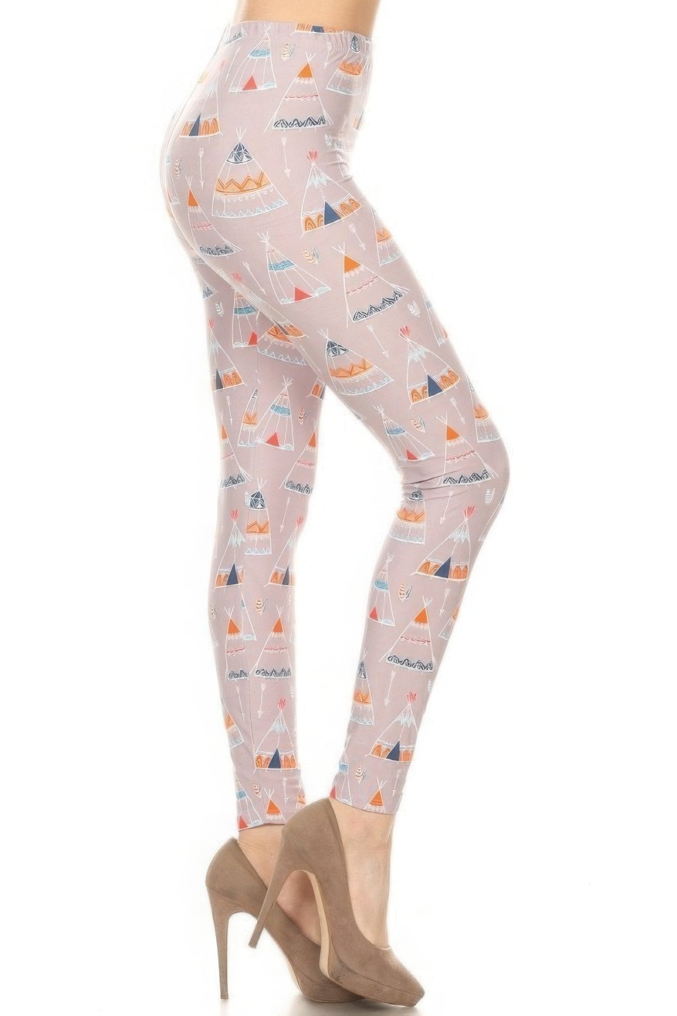 Teepee Print, High Rise, Fitted Leggings, With An Elastic Waistband - Wear Arielle