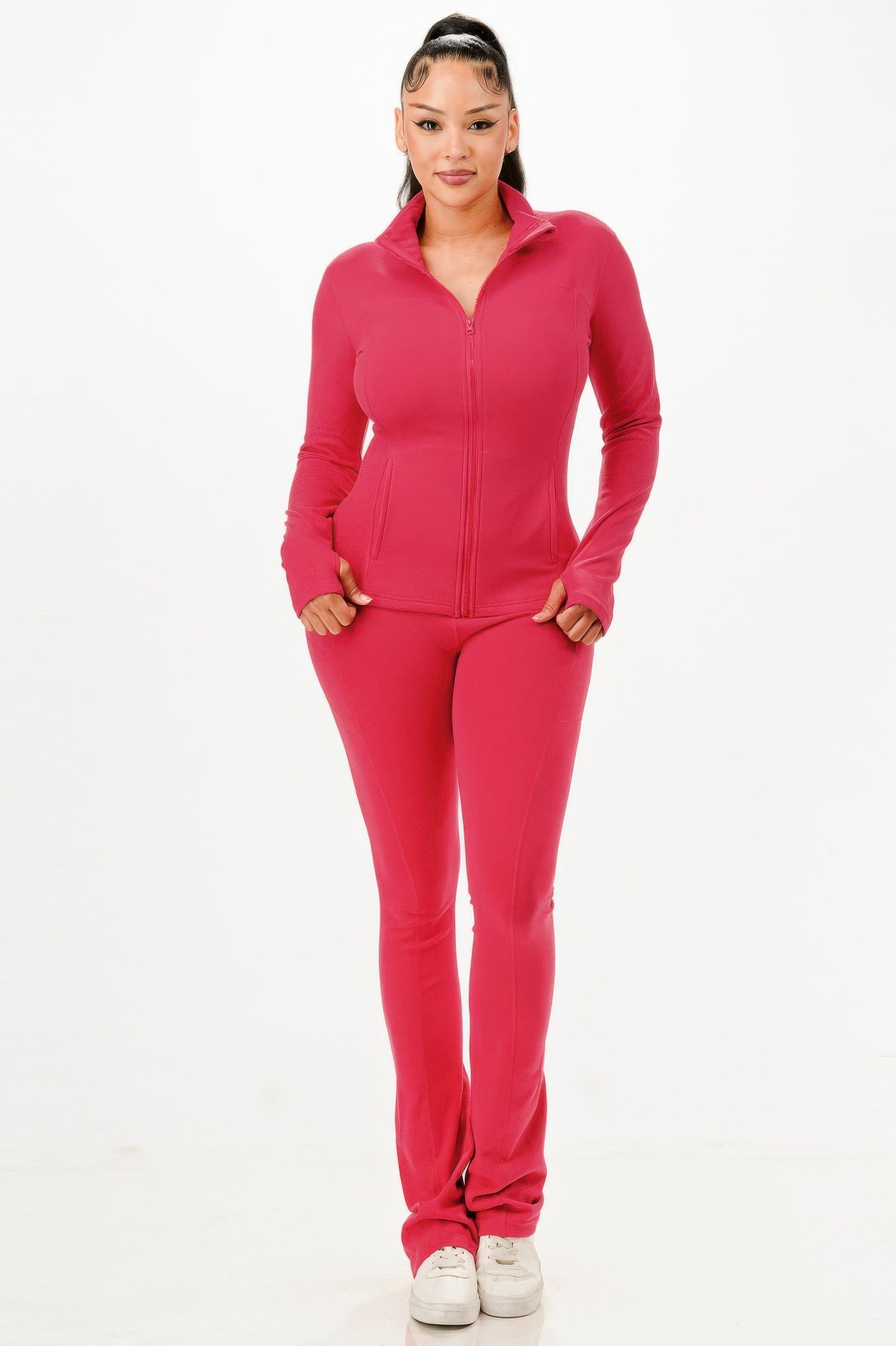 Thermal Active Wear Jacket With Flare Pants Set - Wear Arielle