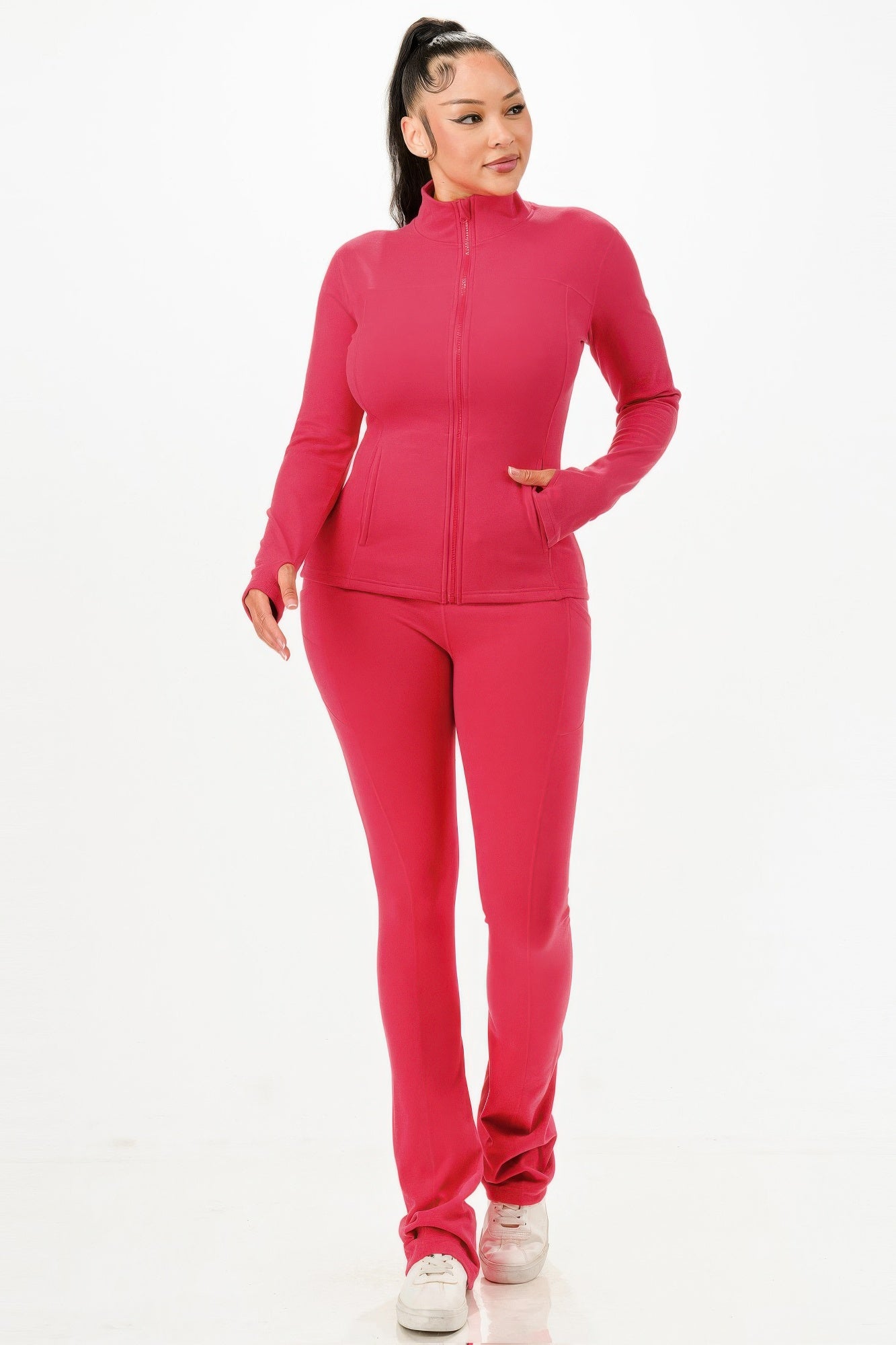 Thermal Active Wear Jacket With Flare Pants Set - Wear Arielle