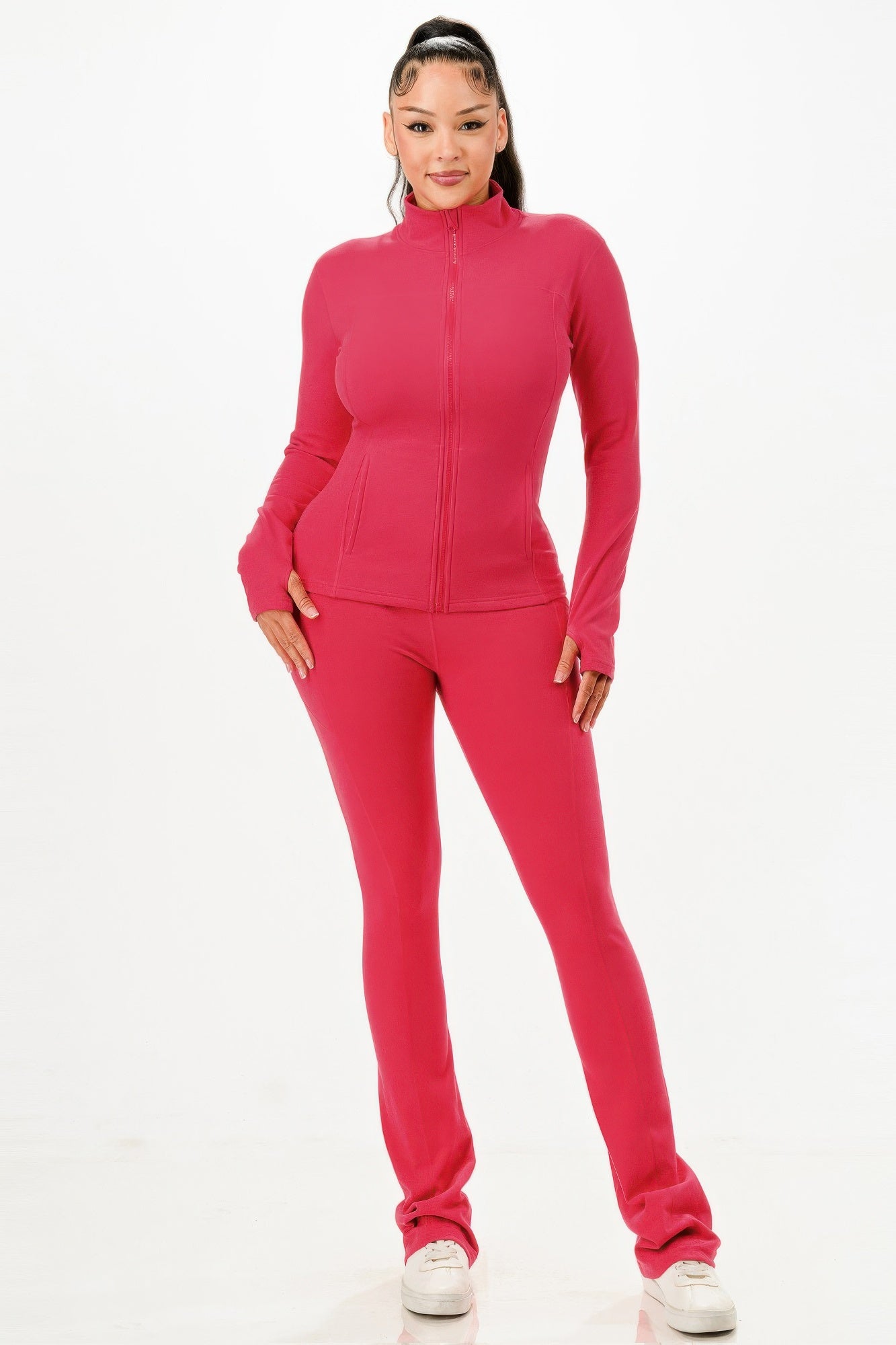 Thermal Active Wear Jacket With Flare Pants Set - Wear Arielle