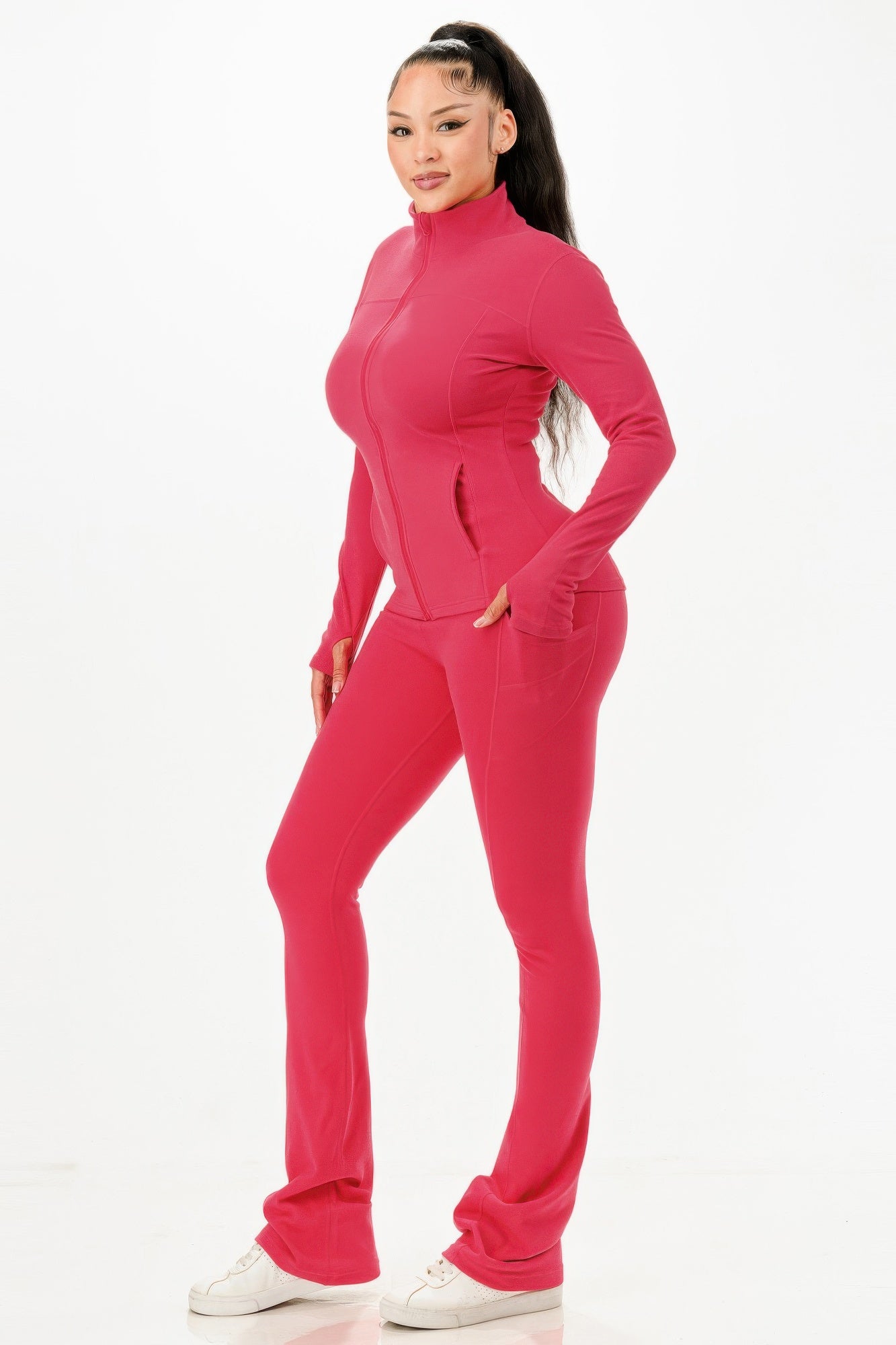 Thermal Active Wear Jacket With Flare Pants Set - Wear Arielle