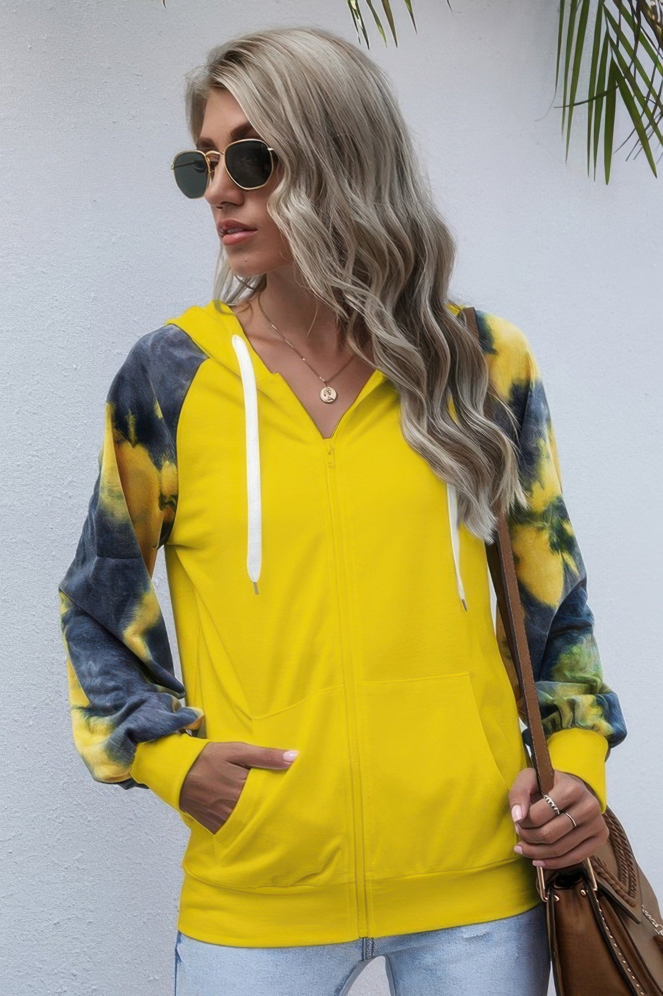 Tie Dye Full Zip Front Open Loose Hoodie - Wear Arielle