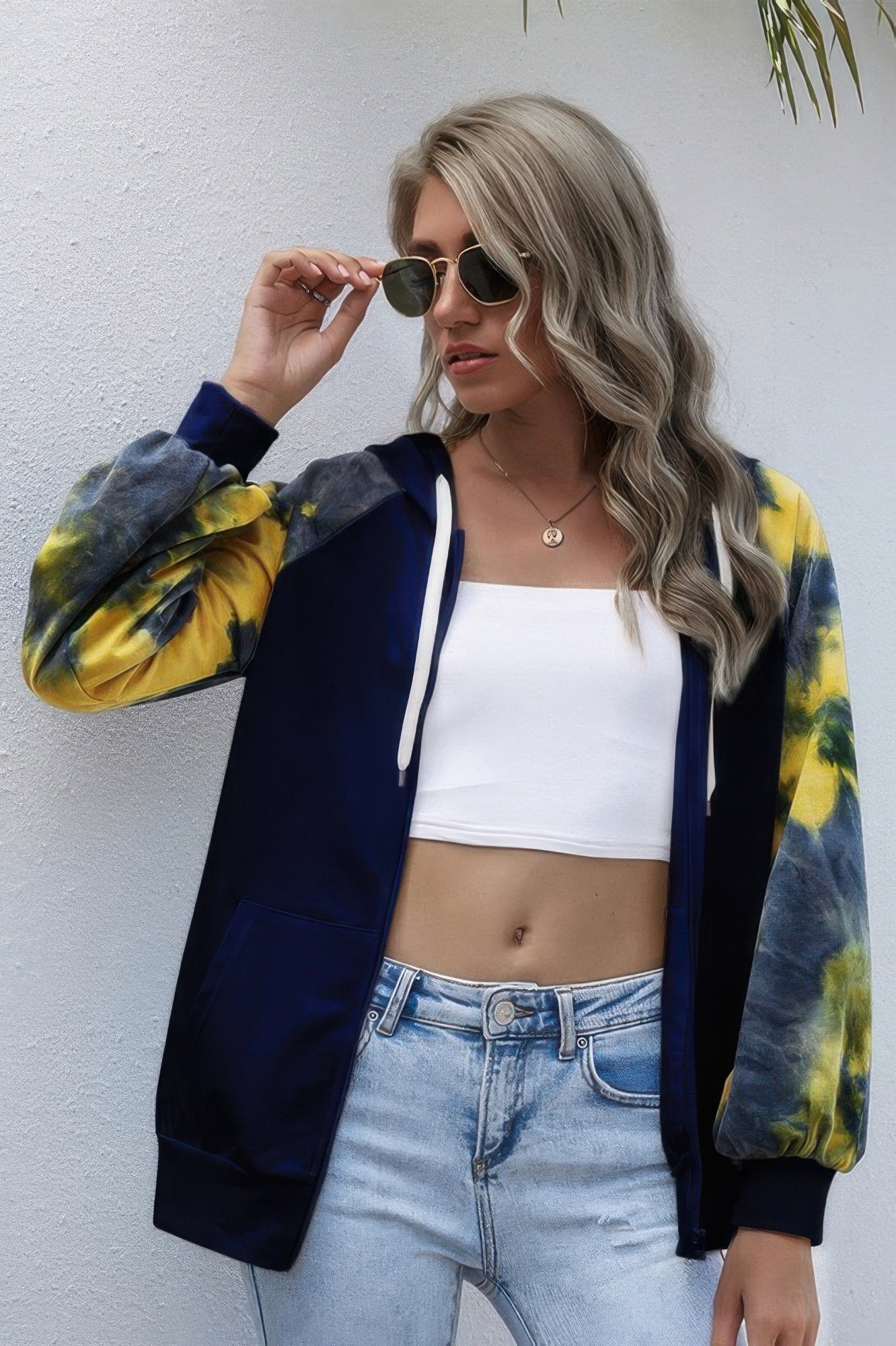 Tie Dye Full Zip Front Open Loose Hoodie - Wear Arielle
