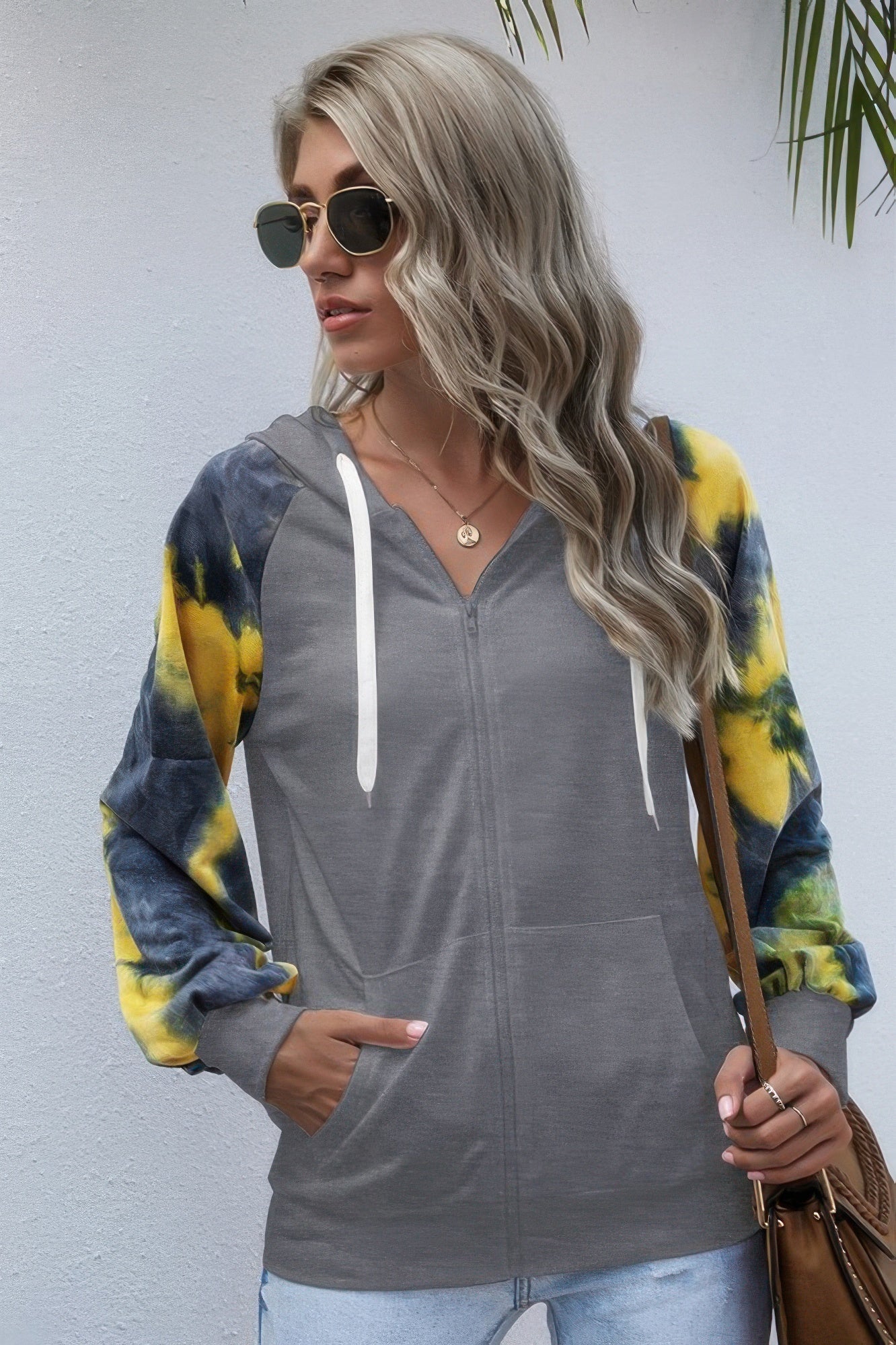 Tie Dye Full Zip Front Open Loose Hoodie - Wear Arielle