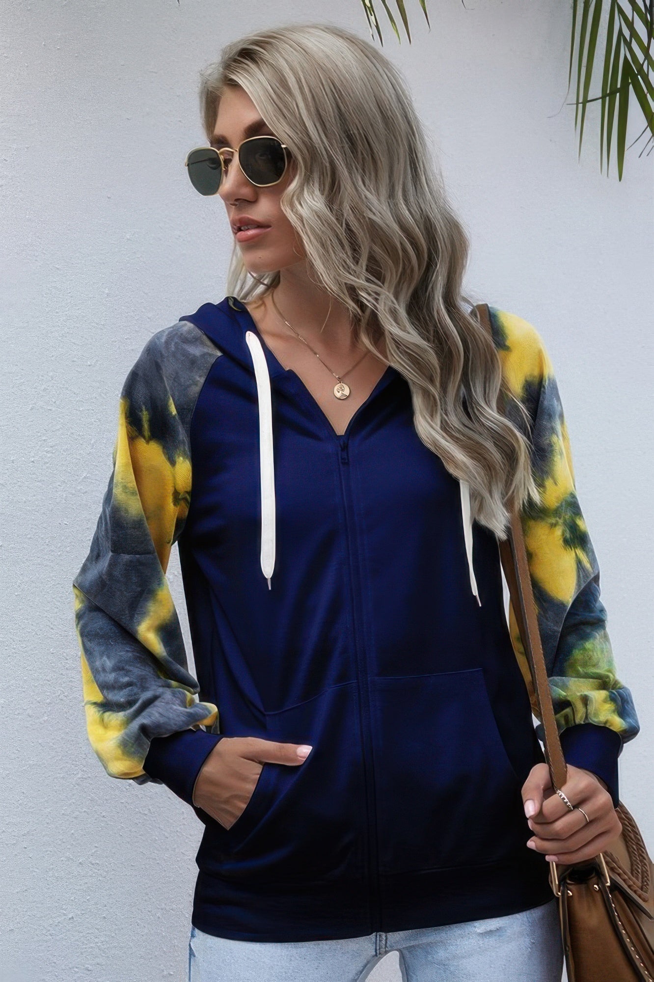 Tie Dye Full Zip Front Open Loose Hoodie - Wear Arielle