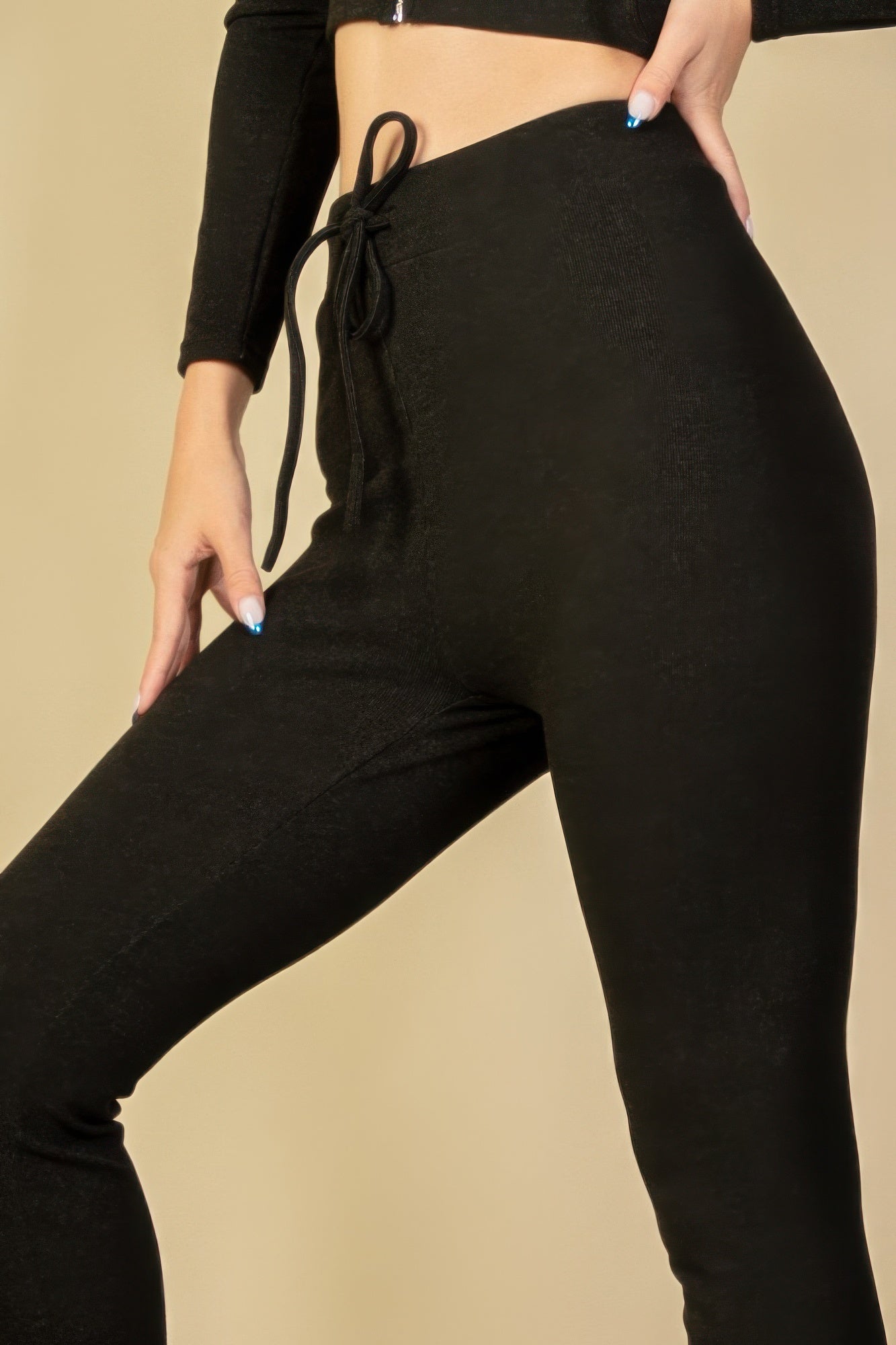 Tie - Front Ribbed Lounge Leggings - Wear Arielle