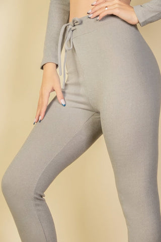 Tie - Front Ribbed Lounge Leggings - Wear Arielle