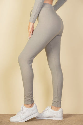 Tie - Front Ribbed Lounge Leggings - Wear Arielle