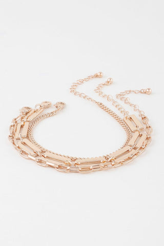 Triple Plate Curb Link Chain Bracelet - Wear Arielle