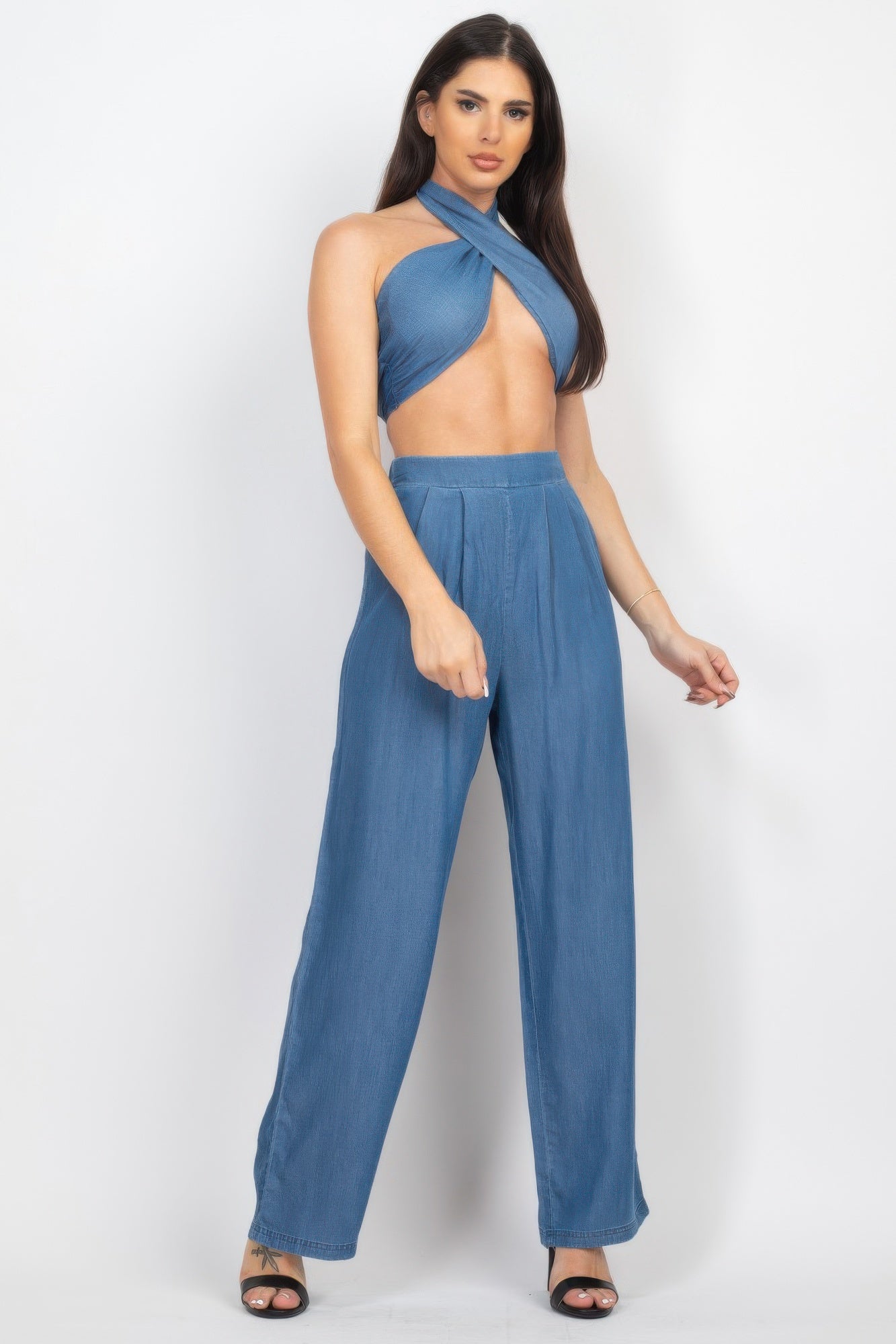 Tube Tied Top & Wide Pants Set - Wear Arielle
