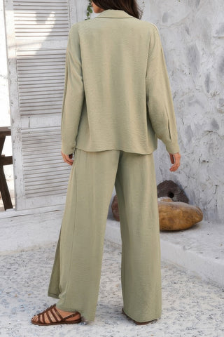 Two Pieces Split Solid Button Down Sets - Wear Arielle