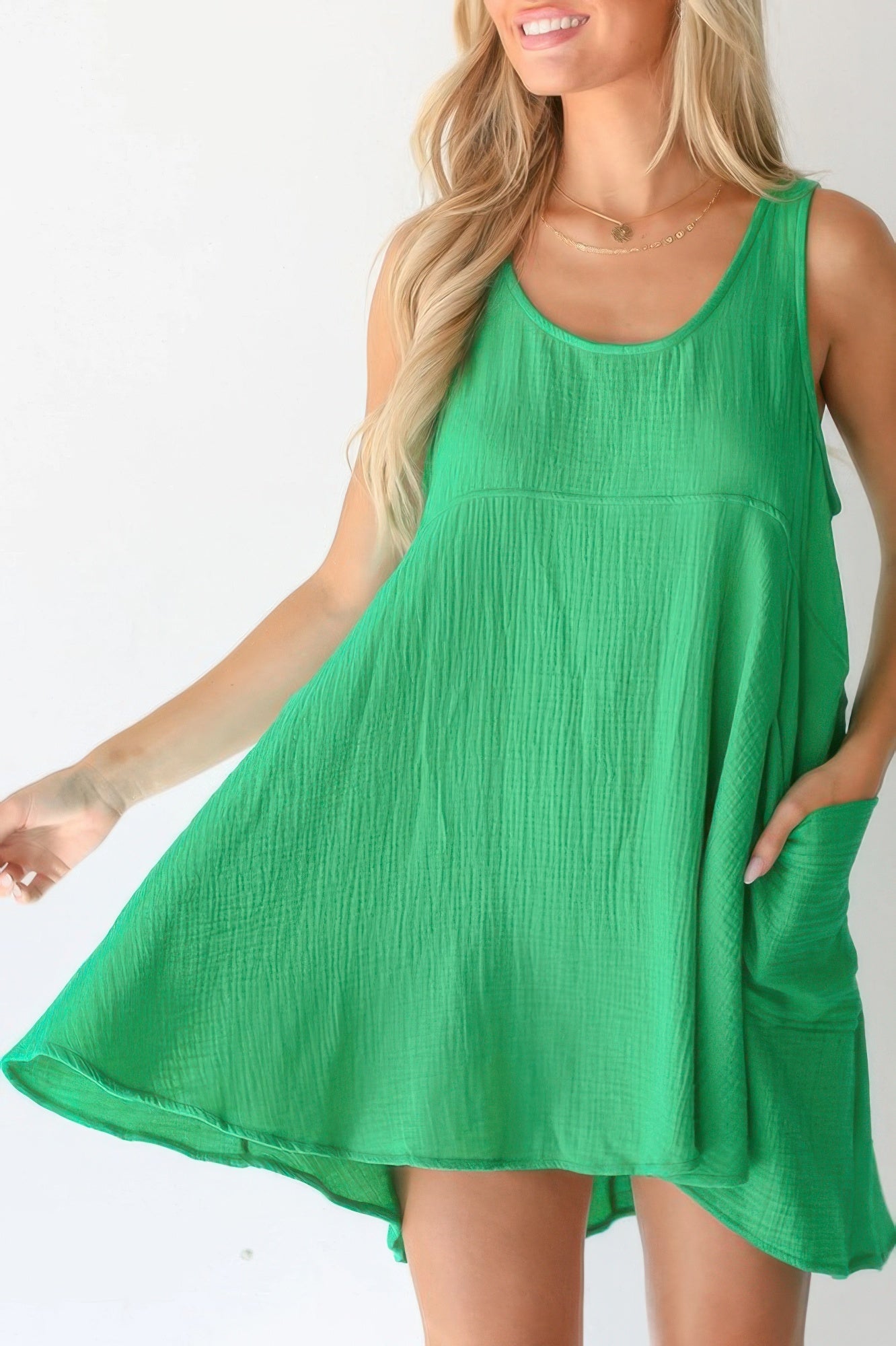 U Neck Backless Sleeveless Mini Pocket Dress - Wear Arielle