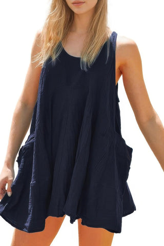 U Neck Backless Sleeveless Mini Pocket Dress - Wear Arielle