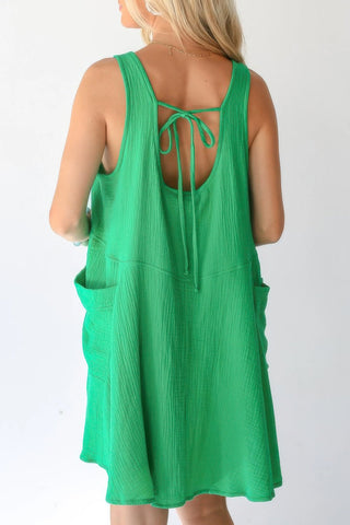 U Neck Backless Sleeveless Mini Pocket Dress - Wear Arielle