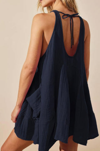 U Neck Backless Sleeveless Mini Pocket Dress - Wear Arielle