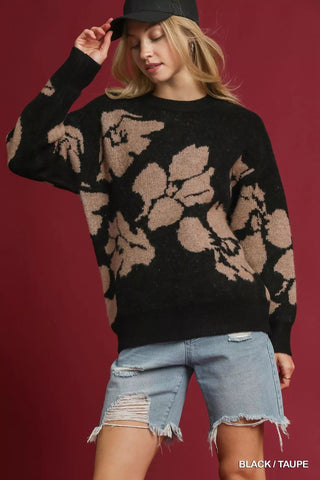Umgee Floral Long Sleeve Sweater - Wear Arielle