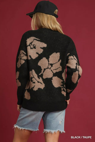 Umgee Floral Long Sleeve Sweater - Wear Arielle