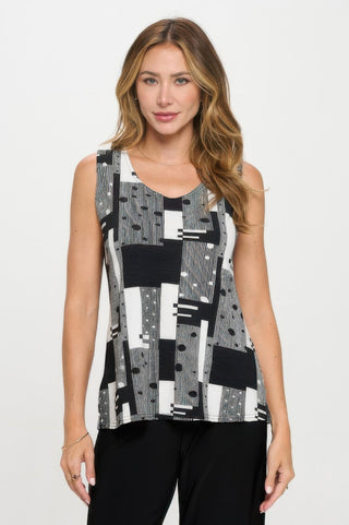 Venechia Pleated Print Sleeveless Tank Top - Wear Arielle