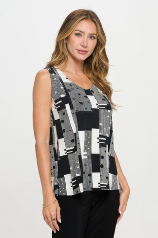 Venechia Pleated Print Sleeveless Tank Top - Wear Arielle