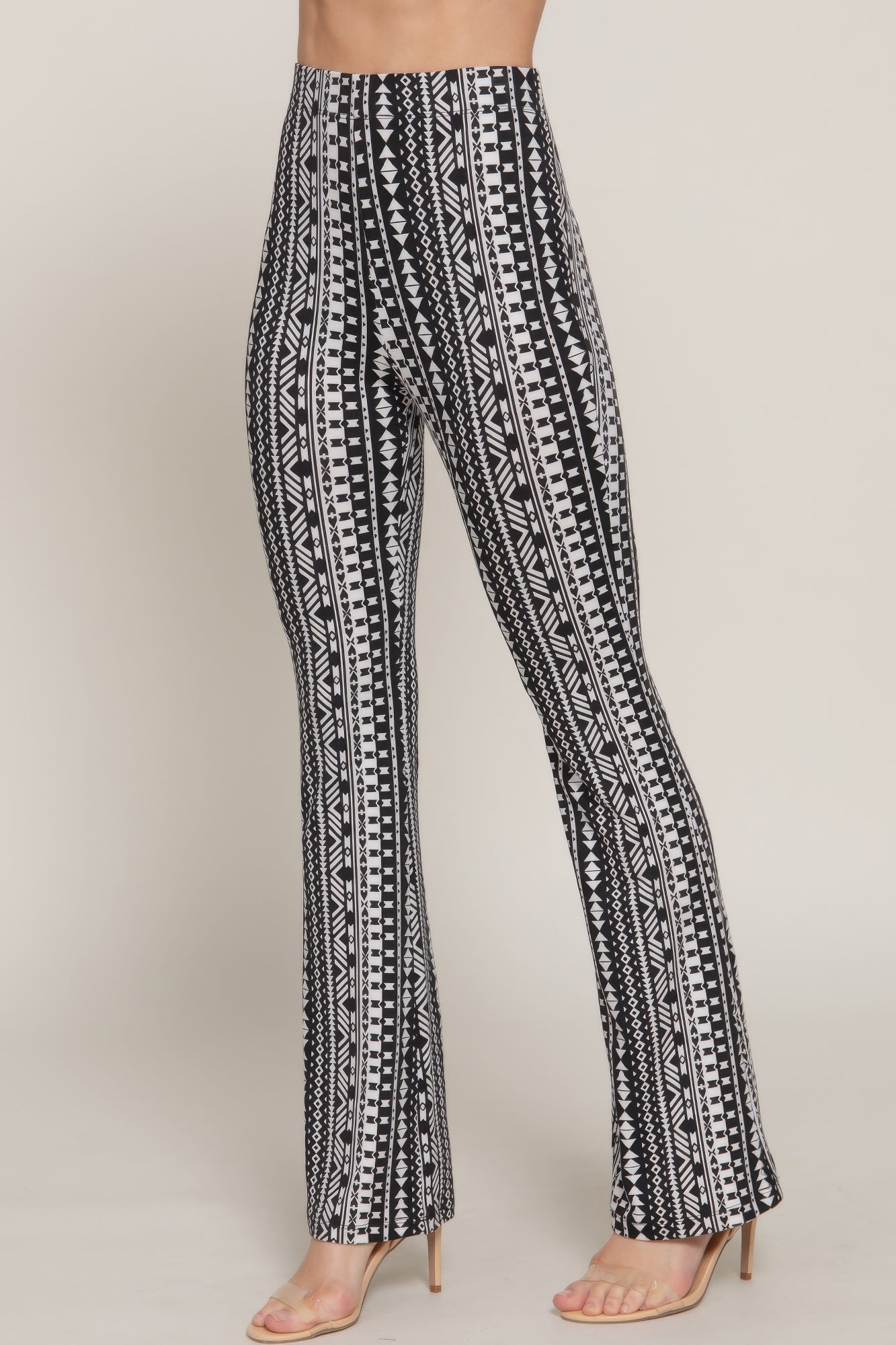 Waist Elastic Slim Flare Print Pants - Wear Arielle