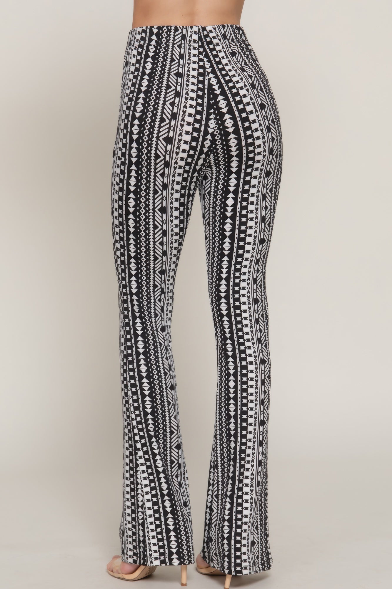 Waist Elastic Slim Flare Print Pants - Wear Arielle