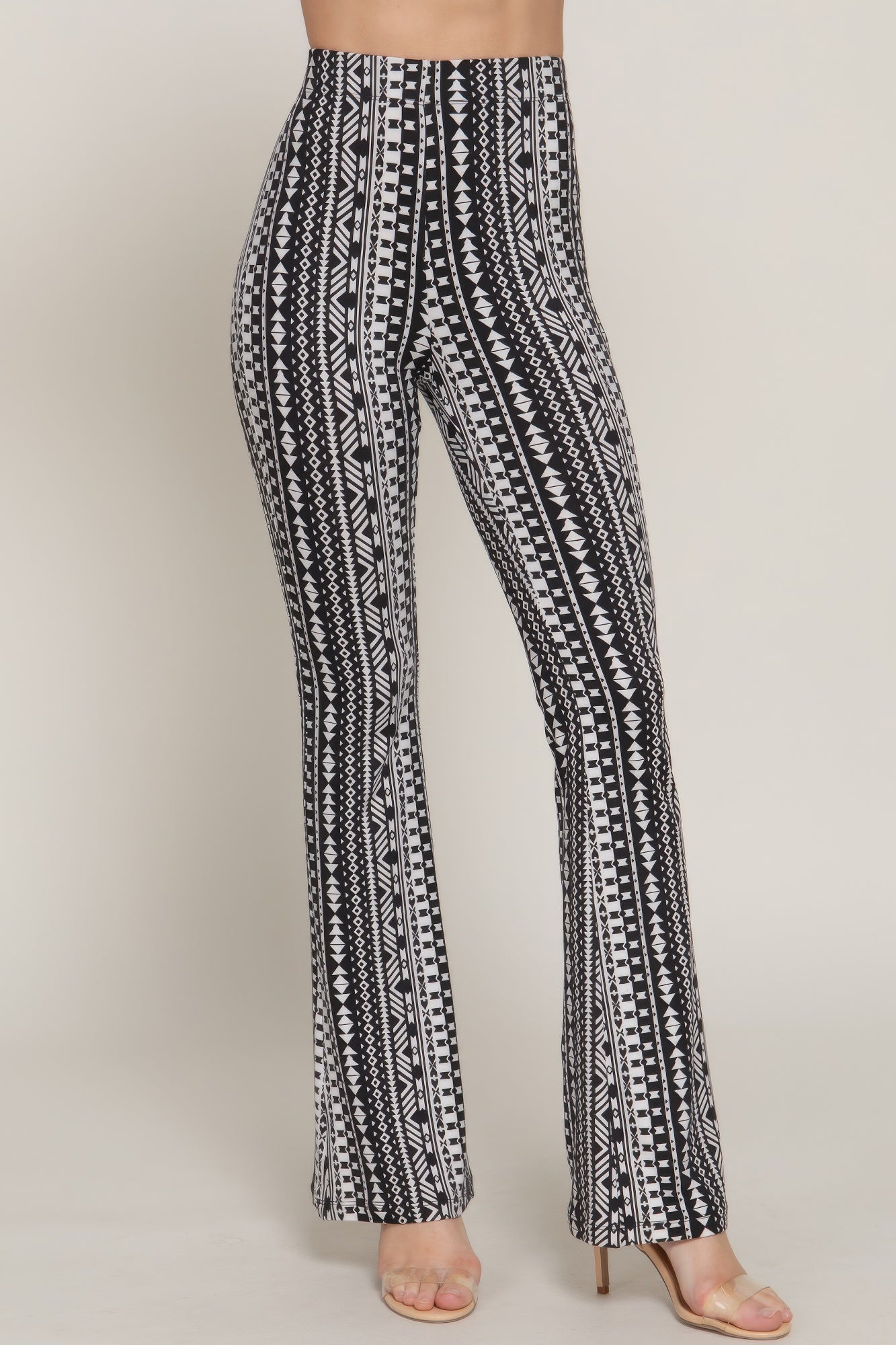 Waist Elastic Slim Flare Print Pants - Wear Arielle