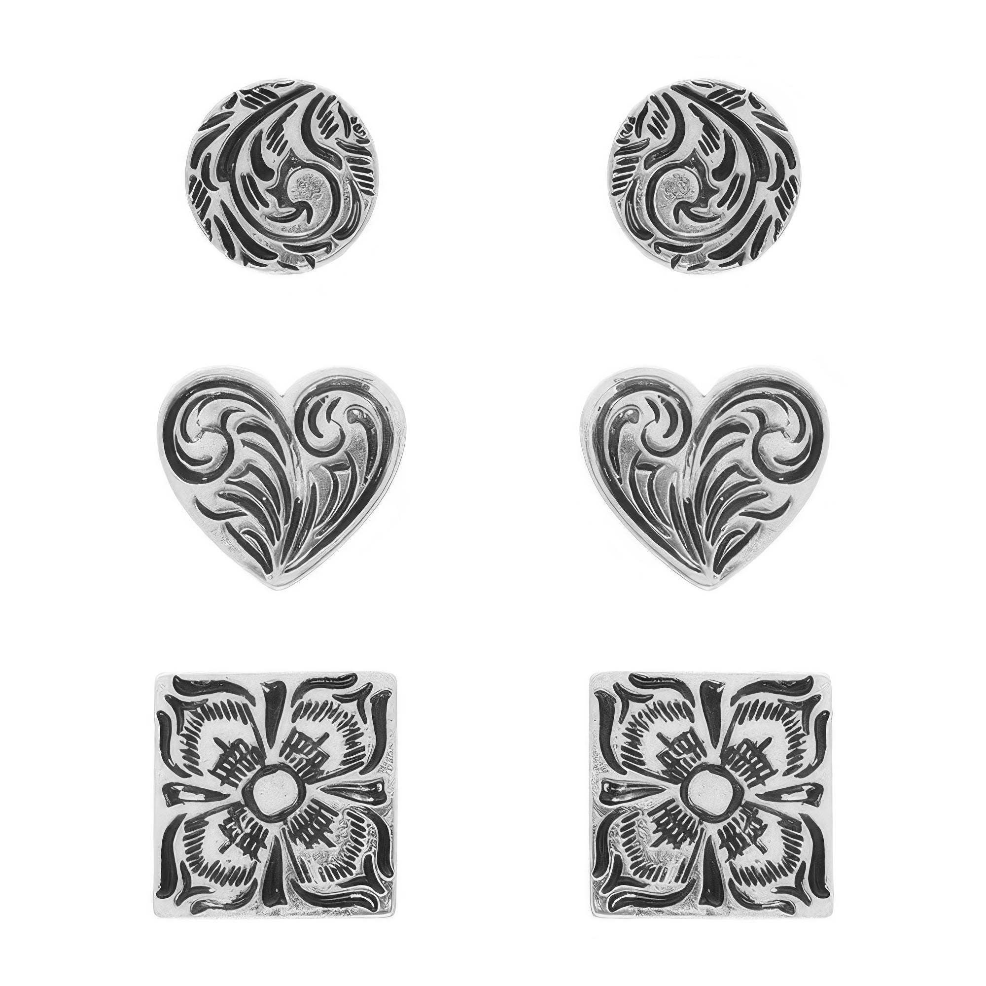 Western Filigree Etched Assorted Earring Set - Wear Arielle