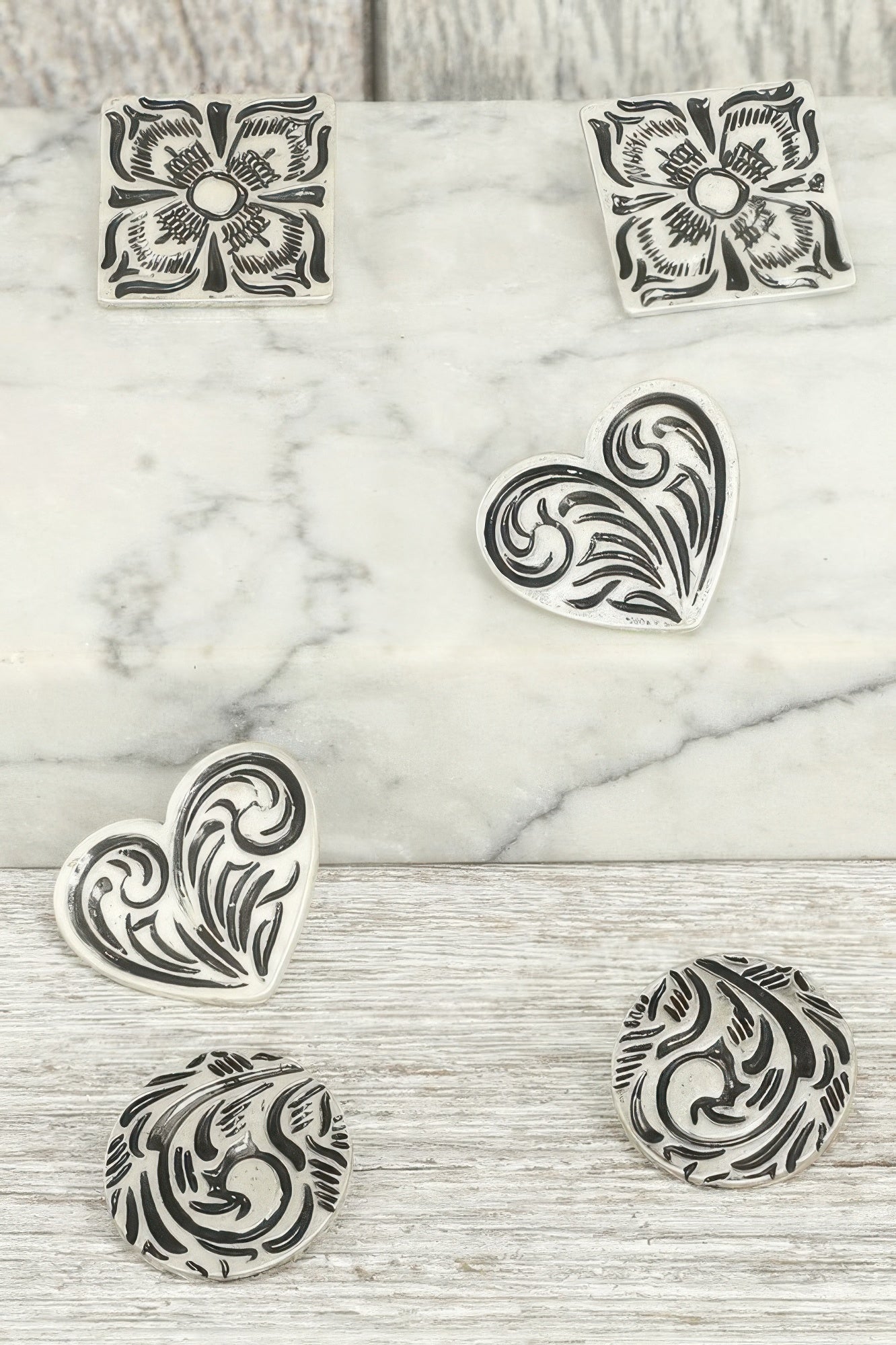Western Filigree Etched Assorted Earring Set - Wear Arielle