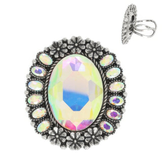 Western Oval Cut Crystal Cuff Ring - Wear Arielle